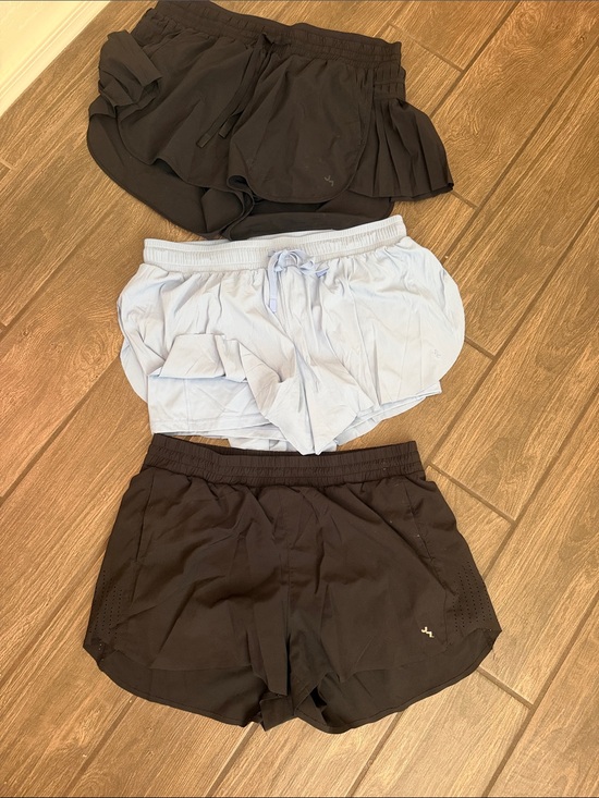 JoyLab Pants - JoyLab Women's Athletic Shorts Trio - Black & Light Blue